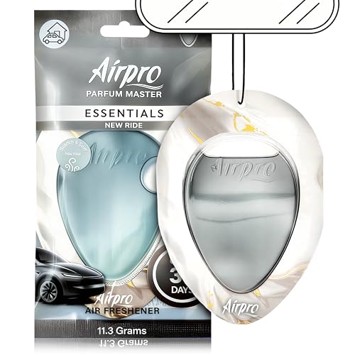 Image of Airpro Essentials New Ride Hanging Gel Car Air Freshener | Leak-Proof Car Perfume | Long Lasting 30 Days | New Car Smell Freshener | Car Perfume Hanging | Car Accessories Interior (11.3g)