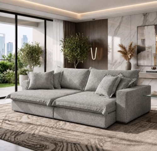 Sofá Retrátil Reclinável Luxury 2,40m Molas Ensacadas Boucle