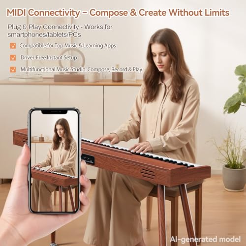 Image of TERENCE P10 Weighted Keyboard Piano 88 Keys,Full-Size Electric Piano for Beginners,Digital Piano 88 Key Semi-Weighted Keyboard with Stand,Triple Pedal,Music Stand,Power Adapter