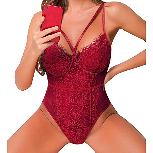 Lingeriesets Vrouwen Bodysuit Sexy Lingerie V-hals Intieme Lingerie Transparante Kanten Ondergoed set - Image 5