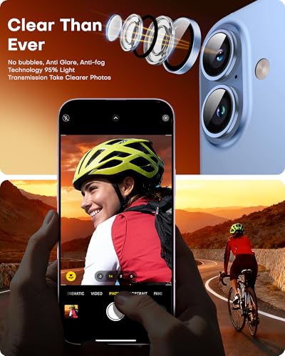 Image of TOCOL Camera Lens Protector for iPhone 17 Tempered Glass HD Individual Scratch Resistant Camera Cover Accessories Case Friendly 2 Pack(Light Blue)