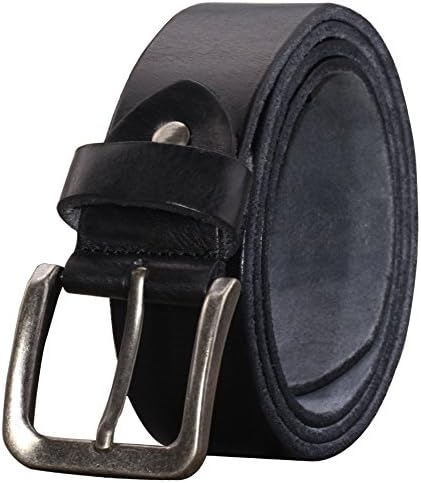 PAZARO Mens Super Soft Top Grain 100% Leather Belt, Black 006, Belt 31 inch (Waist:up to 30 inch)