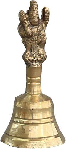 Vista 12 de Shubhkart Campana de mano de latón macizo para decoración de eventos de boda, línea de alimentos, alarma, jingles, timbre y campana de servicio