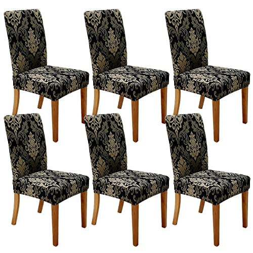 Image of SPRINGRICO Chair Covers for Dining Room 6 Pack, Stretch Dining Chair Cover, Washable Spandex Kitchen Parsons Chair Slipcovers, Removable Seat Protector for Home or Party (6pack, Royal Black1)