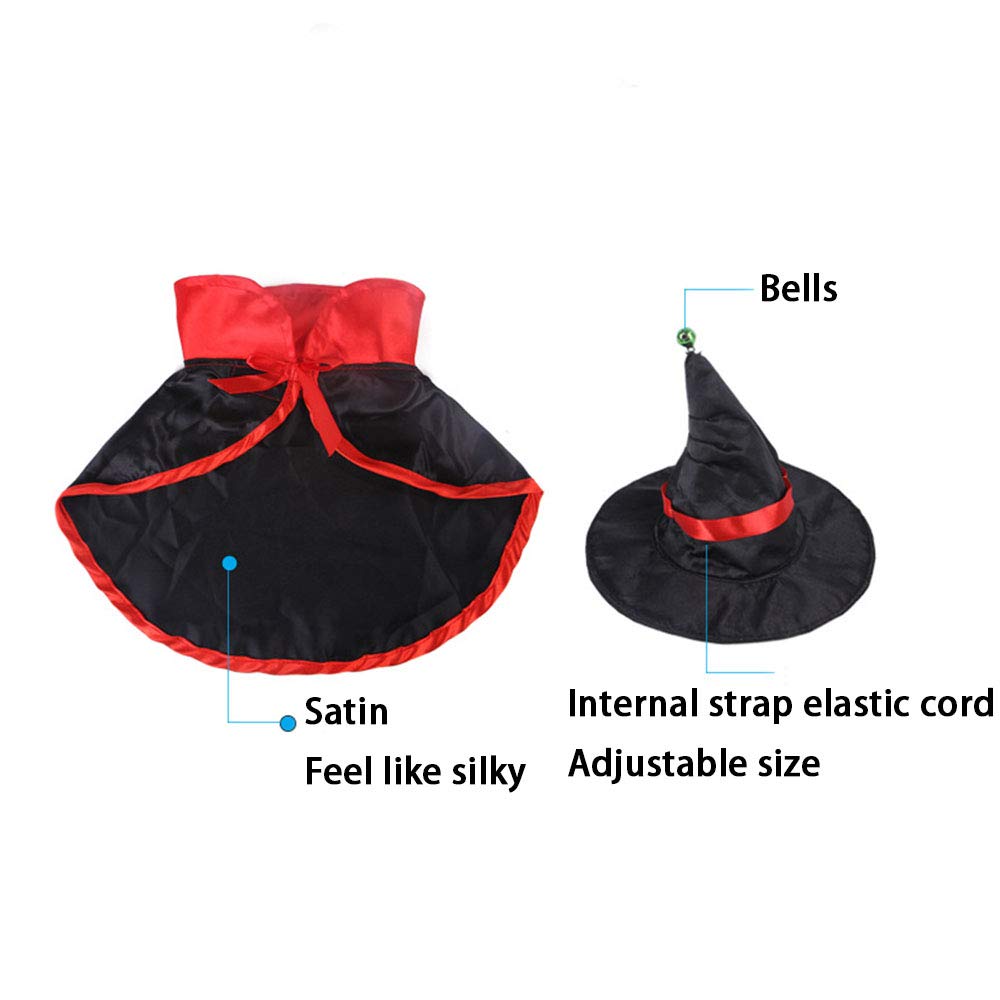 Leadigol Halloween Kostüm Für Haustiere – Umhang Mit Hut Für Katzen & Hunde (Größe M, 2,5-5 Kg)