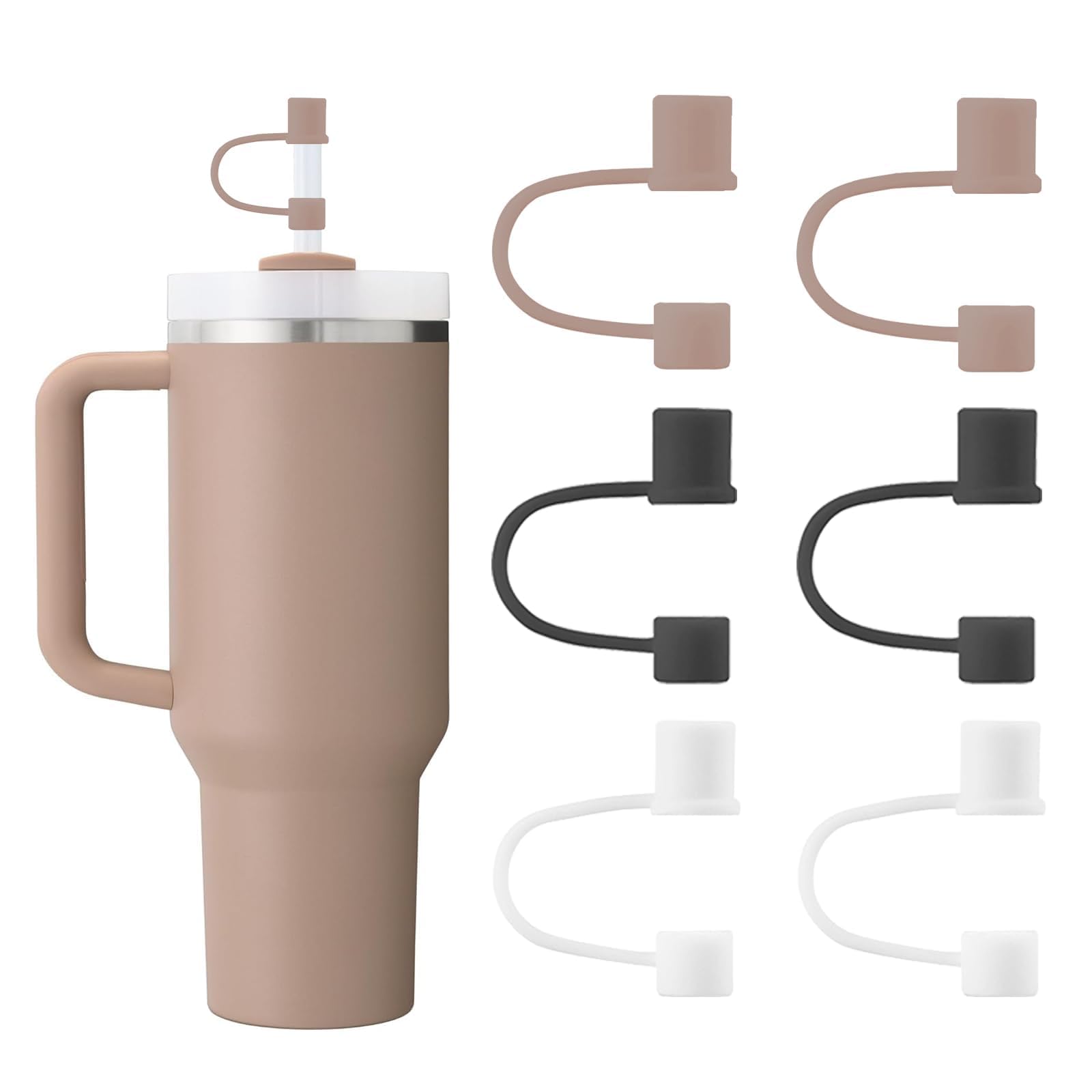 6-Pack 0.4in/10mm Straw Toppers, for Stanley Straw Covers Cap for Tumblers for Stanley 14|20|30|40|64 Oz Cup, Silicone Dust-Proof Caps（ Cup is Not Included）, Type7