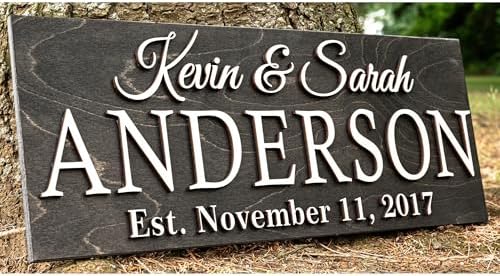Personalized Family Name Wooden Sign | Last Name Established | Cu...
