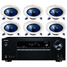 Onkyo 5.2 Channel Full 4K Bluetooth AV Home Theater Receiver + Yamaha Natural High-Performance Moisture Resistant 2-Way 110 watts Surround Sound in-Ceiling Speaker System Set of 6