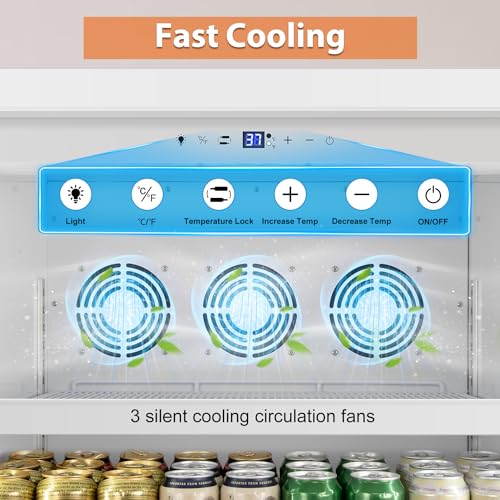 Image of Tylza 14.8CuFt Glass Door Beverage Cooler Quick Chill White | Fast cool, 630-can, self-closing door, auto-defrost, low noise, display for store /office