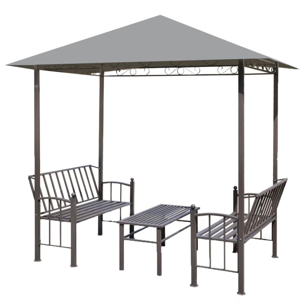 Pavillon de jardin avec table et bancs Anthracite 2,5 x 1,5 x 2,4 m
