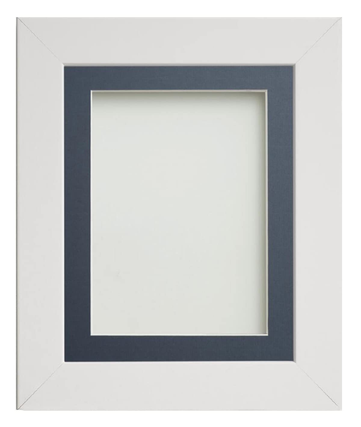 Frame Company Watson White Picture Photo Frame fitted with Perspex, 12x10 inch with Blue Mount for image size 10x8 inch