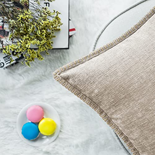 Throw-Pillow-Cases-CaliTime-Pack-of-2-Cotton-Thread-Stitching-Edges-Solid-Dyed-Soft-Chenille-Cushion-Covers-for-Couch-Sofa-Home-Farmhouse-Decoration-26-X-26-Inches-Coffee