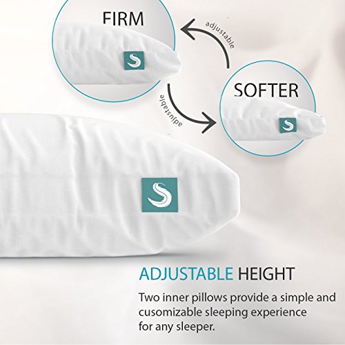 Sleepgram Bed Pillow PREMIUM Adjustable Loft Soft Microfiber Pillow