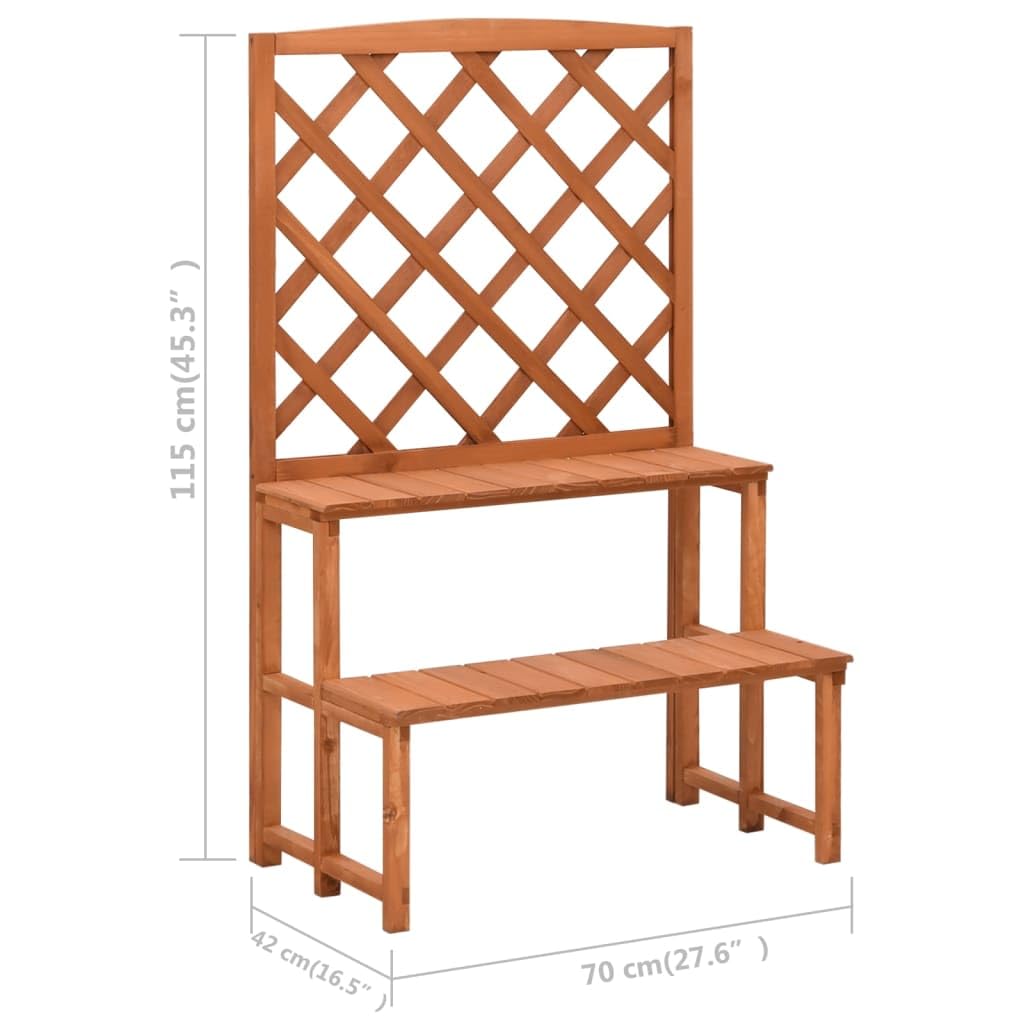 Pflanzentreppe mit Rankgitter 70x42x115 cm aus massivem Tannenholz, wetterfestes Gartenregal, Balkon, Terrasse, Indoor Outdoor, platzsparendes Pflanzregal für Blumen, Kräuter, Bonsai