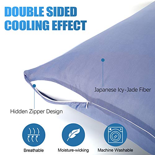 Cooling Pillow Cases, Standard Size Set Of 2 With Double Sided Cold, Moisture Wicking Pillowcase Covers With Hidden Zipper Japanese Cold Tech Pillow Case Protectors For Hot Sleepers And Night Sweats #TOP1