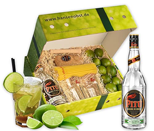 Hansen Obst - Geschenkbox Caipirinha-Cocktail - Cocktail Mix Set - Präsentkorb Cocktail-Starter-Set - Geschenk Cocktail Liebhaber
