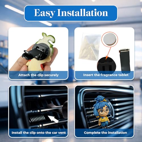 Image of GENANY 3D Resin 2Pcs Cute Craft Doll Car Air Freshener Vent Clip, Hand Painted Handmade Look Figure Set, Couple Gift Automotive Freshener, Cute Car Accessories Gift