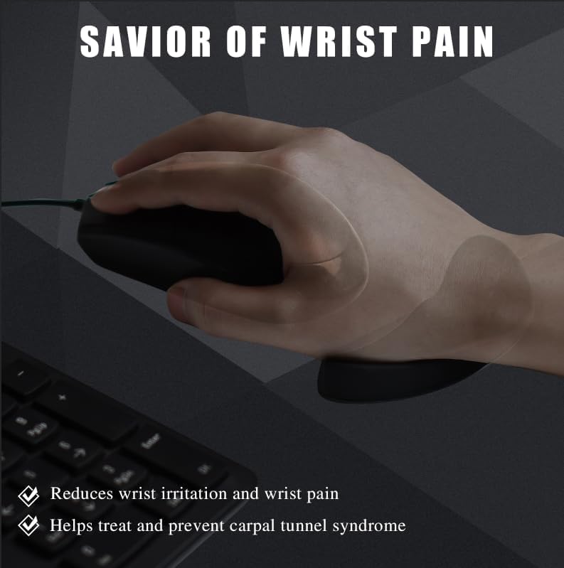 Image of Wrist Rest for Mouse, Left-Handed Silicone Ergonomic Mouse Wrist Rest Gaming Mouse Wrist Support for Office Computer Laptop Gaming (Left Hand)