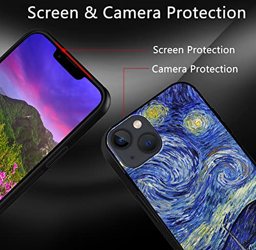 Nhnxhwia Phone Case Compatible With Iphone 14 Case,Vincent Van Gogh Starry Night Pattern Design Phone Case For Women Girls,Slim Anti-Scratch Full Body Protective Phone Case(6.1 Inch) #TOP1