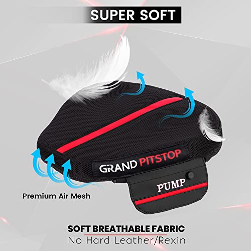 Image of GRAND PITSTOP Inflatable Air Seat Cushion with Pump | Mesh Cover | Non-Skid Bottom | Bike Seat Cushion for Motorcycle, Office, Car, Home | Pressure Relief Seat Cushion for Bike
