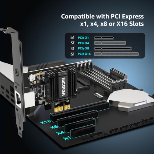 Image of NICGIGA 10Gb PCIe 4.0 x1 Network Card, Realtek RTL8127 Ethernet Adapter.