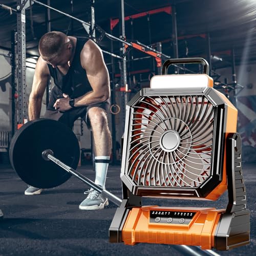 Fan de camping, fan de camping rechargeable | Ventilateur de refroidissement portable de tente,5400mAh Battre à batterie de souffle à air réglable rotatif avec lanterne pour chambre de tente intérieur – Image 4