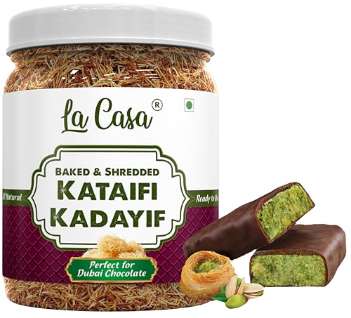 Image of La Casa Baked & Shredded Kataifi | Ready to Use Crushed Kadaifi, Roasted Shredded Phyllo Dough for Dubai Chocolate, Knafeh, Kunafa, Pistachio Chocolate Bars and Pastry Toppings | 175g |