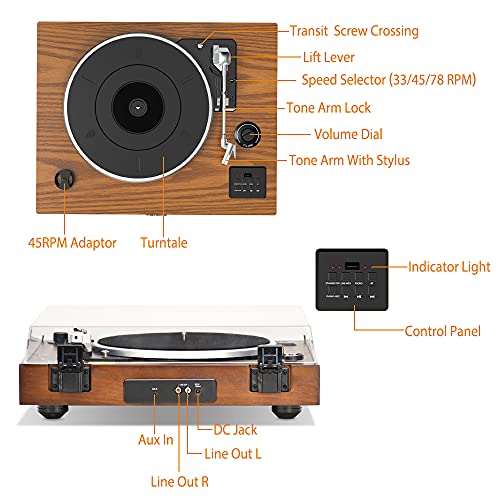 La Platine Vinyle SHUMAN Concise-Classic Comprend : Lecteur Vinyle/USB/Bluetooth/AUX in(Braun) - Les Beatles, Paul McCartney, John Lennon, RIngo Starr, George Harrison La Platine Vinyle SHUMAN Concise-Classic Comprend : Lecteur Vinyle/USB/Bluetooth/AUX in(Braun) – Image 6