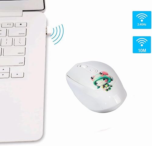 Miniatura 2 de Lindo mouse inalámbrico, 2.4G silencioso portátil inalámbrico con receptor USB, mouse inalámbrico Kawaii para laptop, Chromebook, PC, portátil,