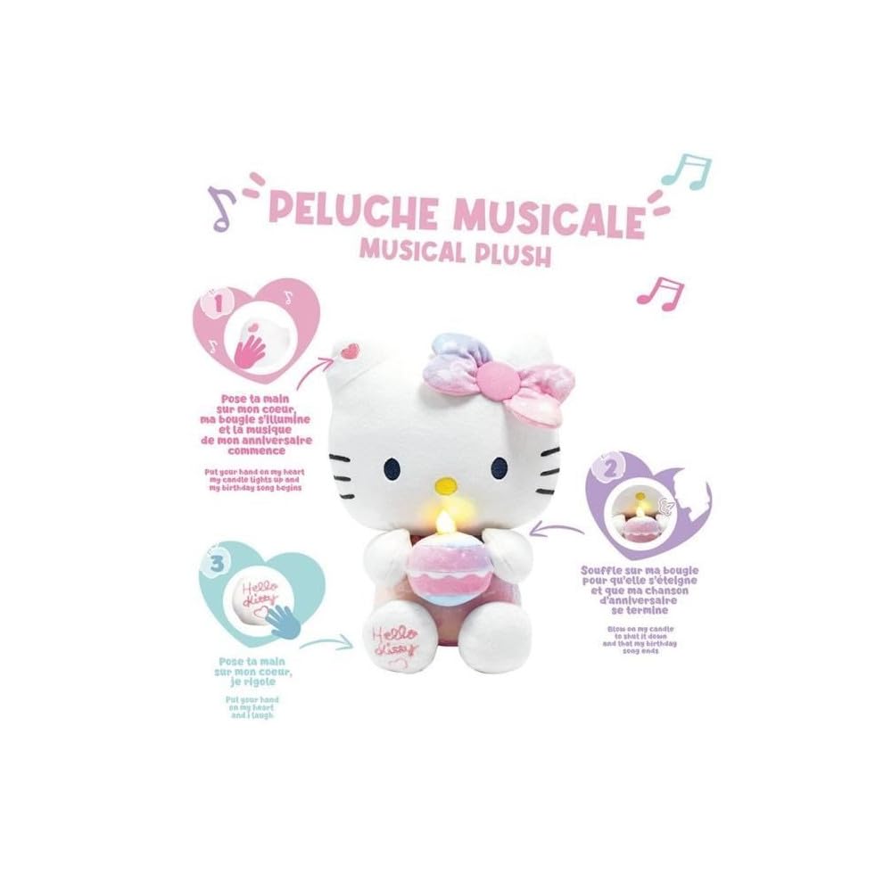 Jemini 024404 Hello Kitty - Peluche Interactivo (26 cm, canción, Vela y Risa)