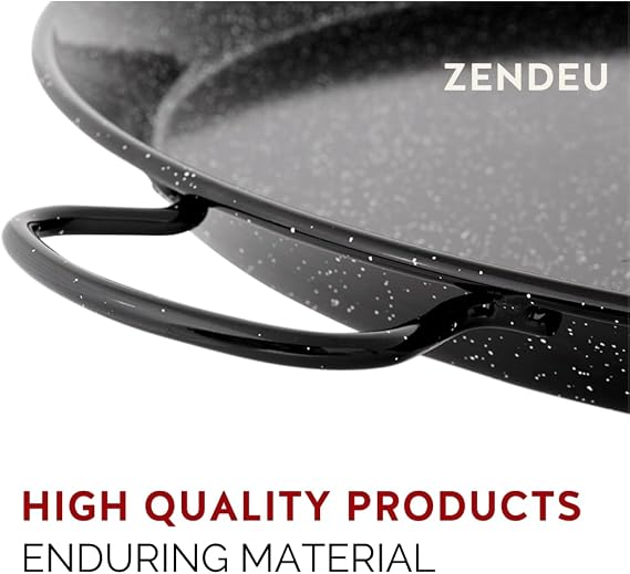 Paella Pan from Spain Authentic Enameled Carbon Steel Paella Pan, Large 36 inch (90 cm) | Traditional Spanish Paellera Durable Enameled Paella Pans for 50 Servings