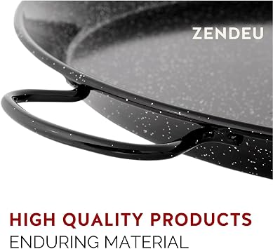 Paella Pan from Spain Authentic Enameled Carbon Steel Paella Pan, Large 36 inch (90 cm) | Traditional Spanish Paellera Durable Enameled Paella Pans for 50 Servings