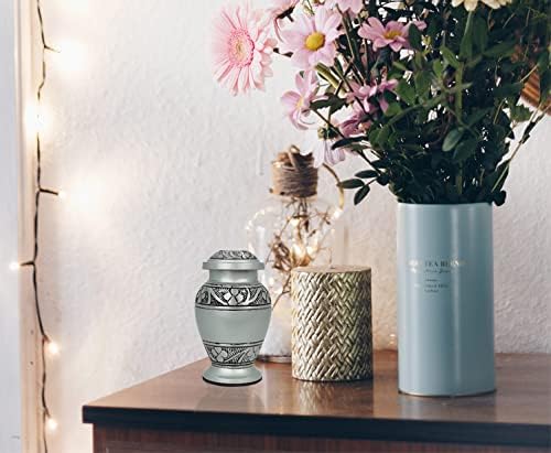 Engraved Pewter Keepsake Mini Urn for Human Ashes - A Beautiful Memorable and Classy Elegant Keepsake Mini Urn to Honor Your Loved One Remains - 3 Inch - Silver - Image 3