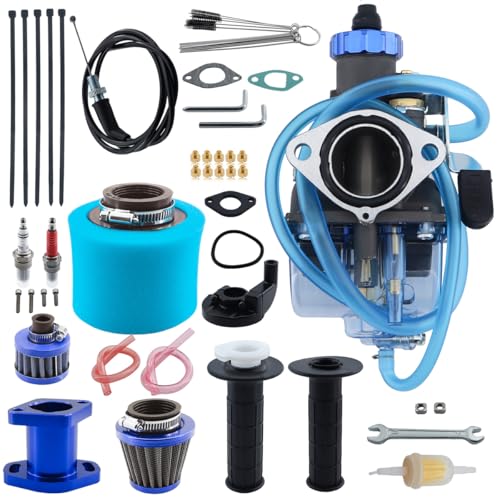 VM22 26mm Carburetor Carb for Predator 212cc 196cc 224cc 200cc CT200U BT200X Mini Bike Go Kart KT196 Go Kart GX160 GX200 6.5hp Engine with 38mm Air Filter Intake Manifold Main Jets Kit (Blue)
