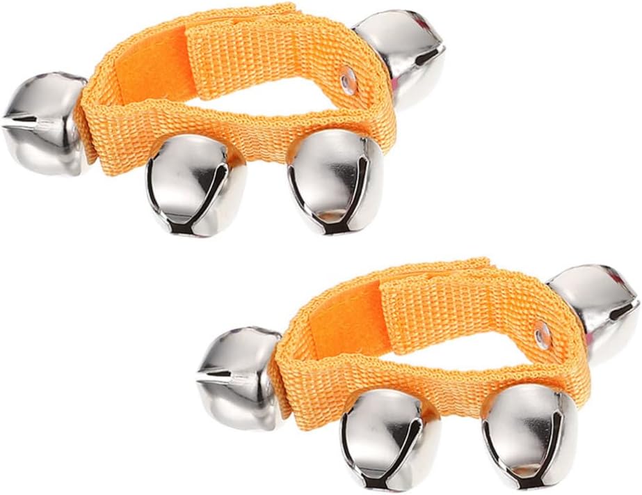 ERINGOGO Wrist Band Jingle Bells: 2pcs Christmas Hand Percussion Rattle Musical Rhythm Wristband Hand Bell Bracelet Musical Rhythm Instrument for School Kids Baby Infant Newborn Gift Orange : Musical Instruments