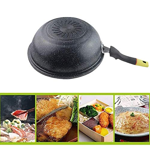 Wok antiadherente acero inoxidable con tapa 32 cm miniatura 6