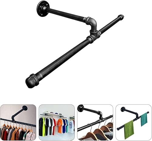 Miniatura 9 de DOITOOL Barra de ropa industrial de hierro que ahorra espacio, para organizar tu armario, estilo aleatorio