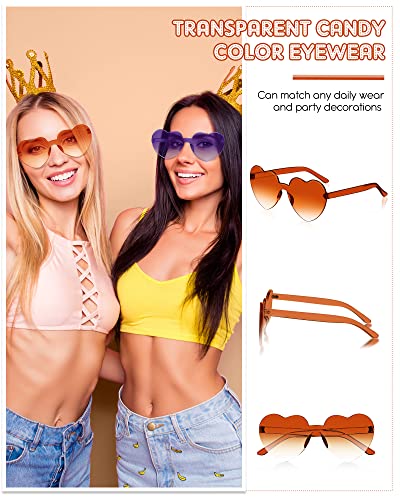 CHENGU 12 Pairs Summer Pool Party Favor Colorful Heart Rimless Sunglasses for Women Trendy Sunglasses 5