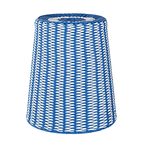 Dusvally Wicker Stool For Patio & Garden, Decorative Outdoor Woven Wicker Accent Side Table Storage Stool Basket, 18" H Patio Ottoman Stool For Outdoor Yard Garden Deck Seat Furniture, Blue #TOP26