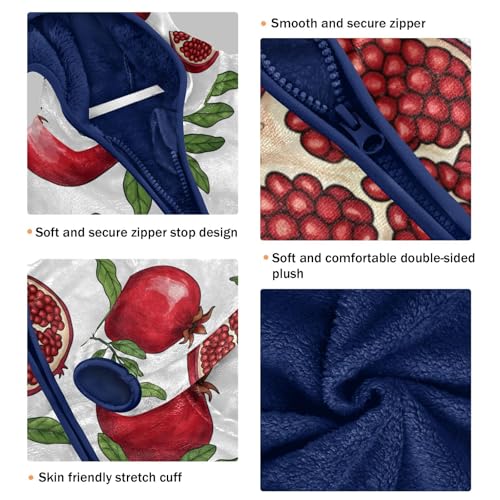 Pomegranate Pattern with Red Fruits Toddler Fleece Jacket Girl Boys Hooded Fleece Jacket Coat3