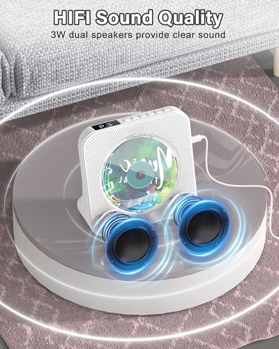 Portable CD Player with Bluetooth 5.0, Greadio Desktop CD Players for Home, CD Music Player with Speakers, Remote Control, Dust Cover, FM Radio, LCD Display, AUX, USB, Headphone Jack - Image 6