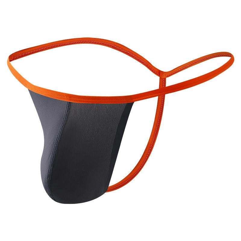 Men' Nylon Thong Gstring Ice Silk Sensation Sexy Sissy Pouch Black/Grey/Blue 3 Pack4