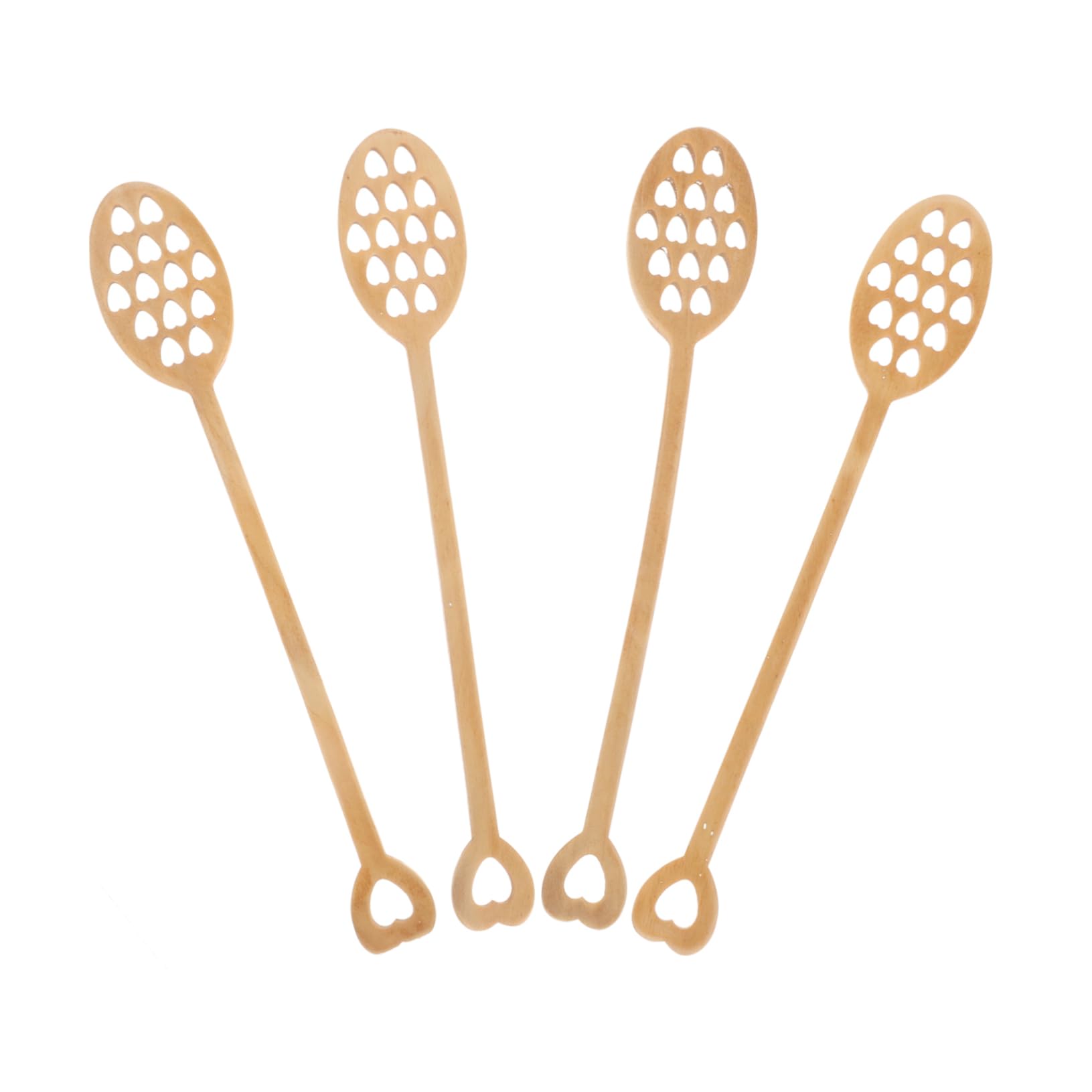 ULTECHNOVO 4Pcs Wooden Mixing Spoons Long Handle Honey Stirring Sticks for Tea and Pastries Easy to Clean for Home and Shops