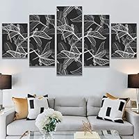 SIGNWIN 5 Panel Canvas Wall Art Modern Art Decorative Elements Fun Illustrations Leaves Multicolor Patterns for Home Decorations Ready to Hang - 60