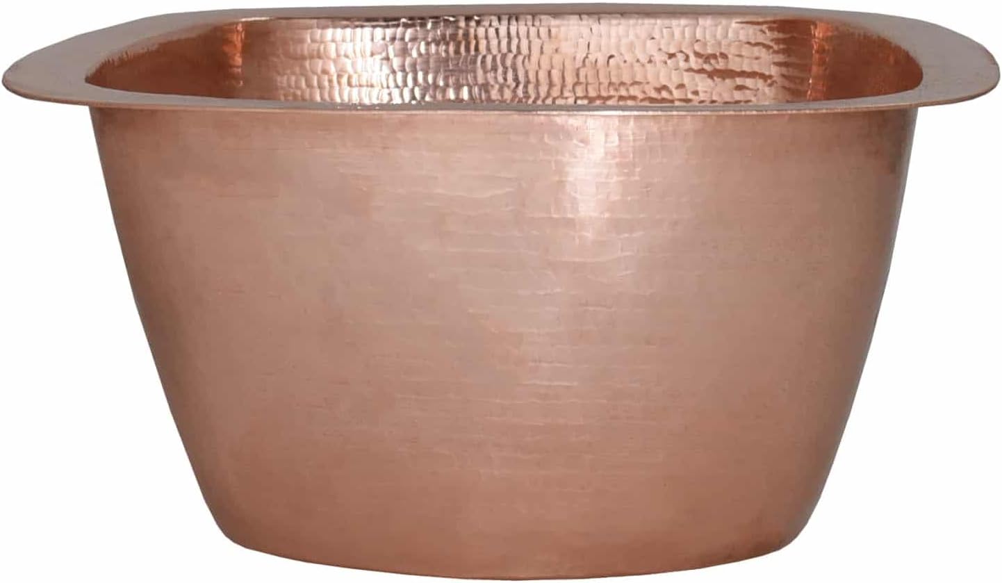 Native Trails Rincon Hand Hammered Copper 13-inch Square Undermount Bar/Prep Sink Polished Copper