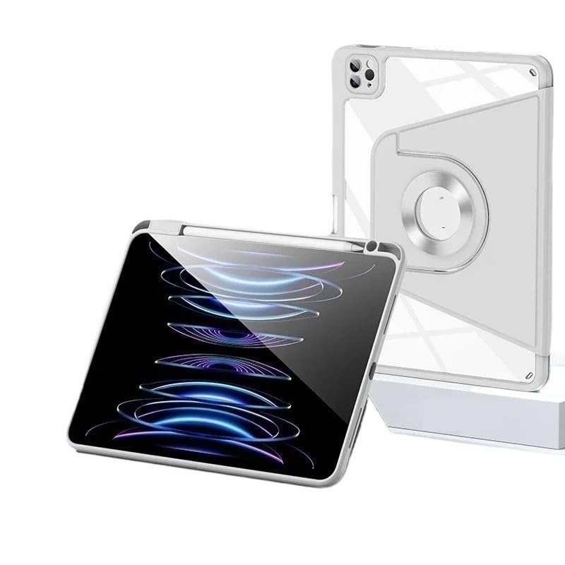 Estuche antichoc Desmontable con Porta‑lápiz para for iPad Mini 6/7 8,3" | Trasera de acrílico transparente, delgada y ligera, soporte magnético giratorio integrado(Gray,For IPad Mini 6)