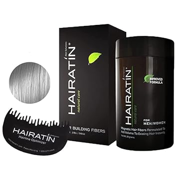 HAIRATIN Hair Building Fibers Gray Concealer Bad Spots Cover and HAIRATIN Hairline Optimizer Plastic Comb Professional Hairdressing Accessories for Men & Women