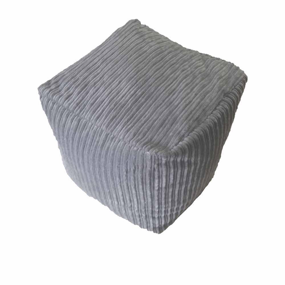 Cube Jumbo Corduroy Beanbag Pouffe Footstool Bean Bag Square Pouffe Cord. Filling Included (Silver Grey, Cube (37 x 37 x 37 cm))