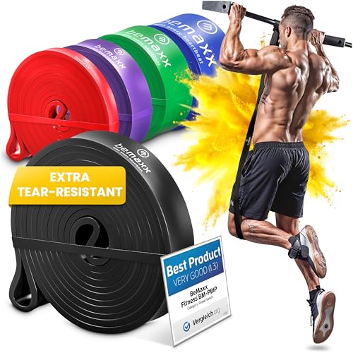 Taśma fitness podciąganie opaska budująca mięśnie, pomoc w podciąganiu + eBook treningowy - oporowa do rozgrzewki | Sprzęt domowej siłowni: sportowa pullup do podciągania się, kalistenika (2 - Czarny)