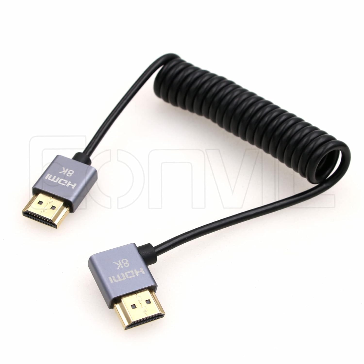 Eonvic 8K 2.1 HDMI to Micro HDMI Left Angle Cable High Speed 48Gbps Coiled Cable for Atomos-Ninja-V 4K-60P Record 48Gbps HDMI for Canon-R5C,R5,R6